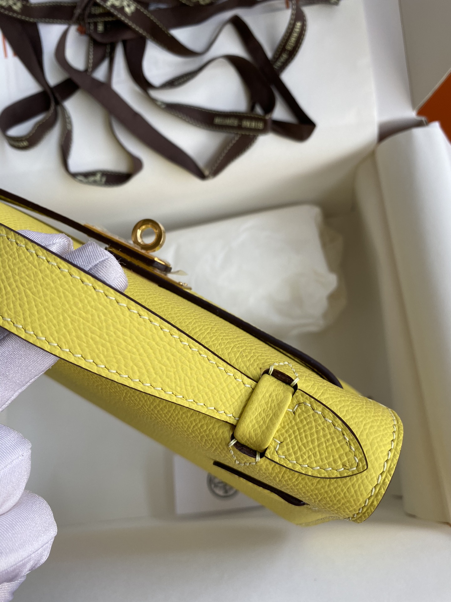 Hermes Mini Kelly Pochette 22cm Bag In Lemon Yellow Epsom Leather